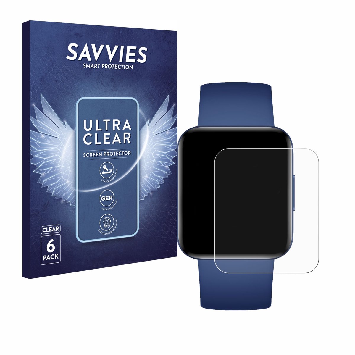 Savvies - Screenprotector voor Xiaomi Poco Watch - Folie Beschermfolie transparant 6 Stuks