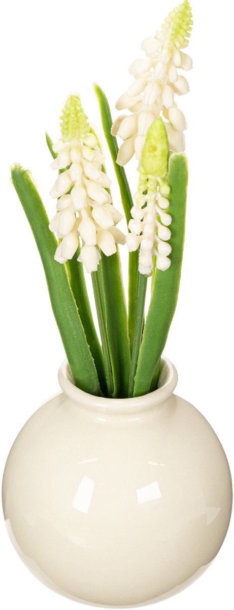 Viana Vaas met hyacint, kunstbloem, voor een elegante en stijlvolle tafeldec Wit