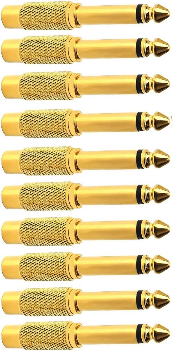 10x Mono Jack (6,35 mm) naar Tulp (RCA) Adapter - Audio Kabel Adapter Set