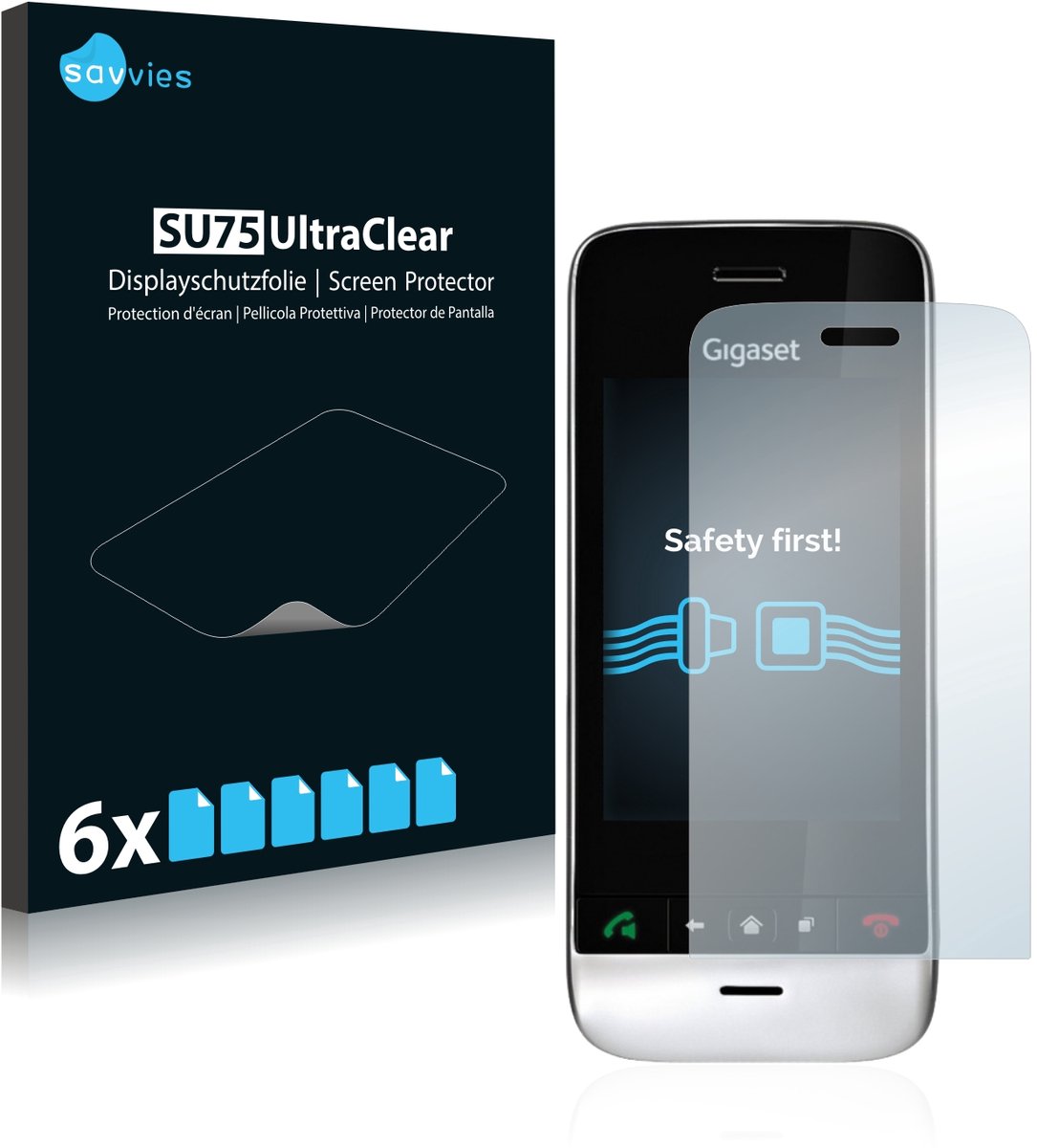 Savvies - Screenprotector voor Gigaset SL910 (langwerpige uitsparing) - Folie Beschermfolie transparant 6 Stuks