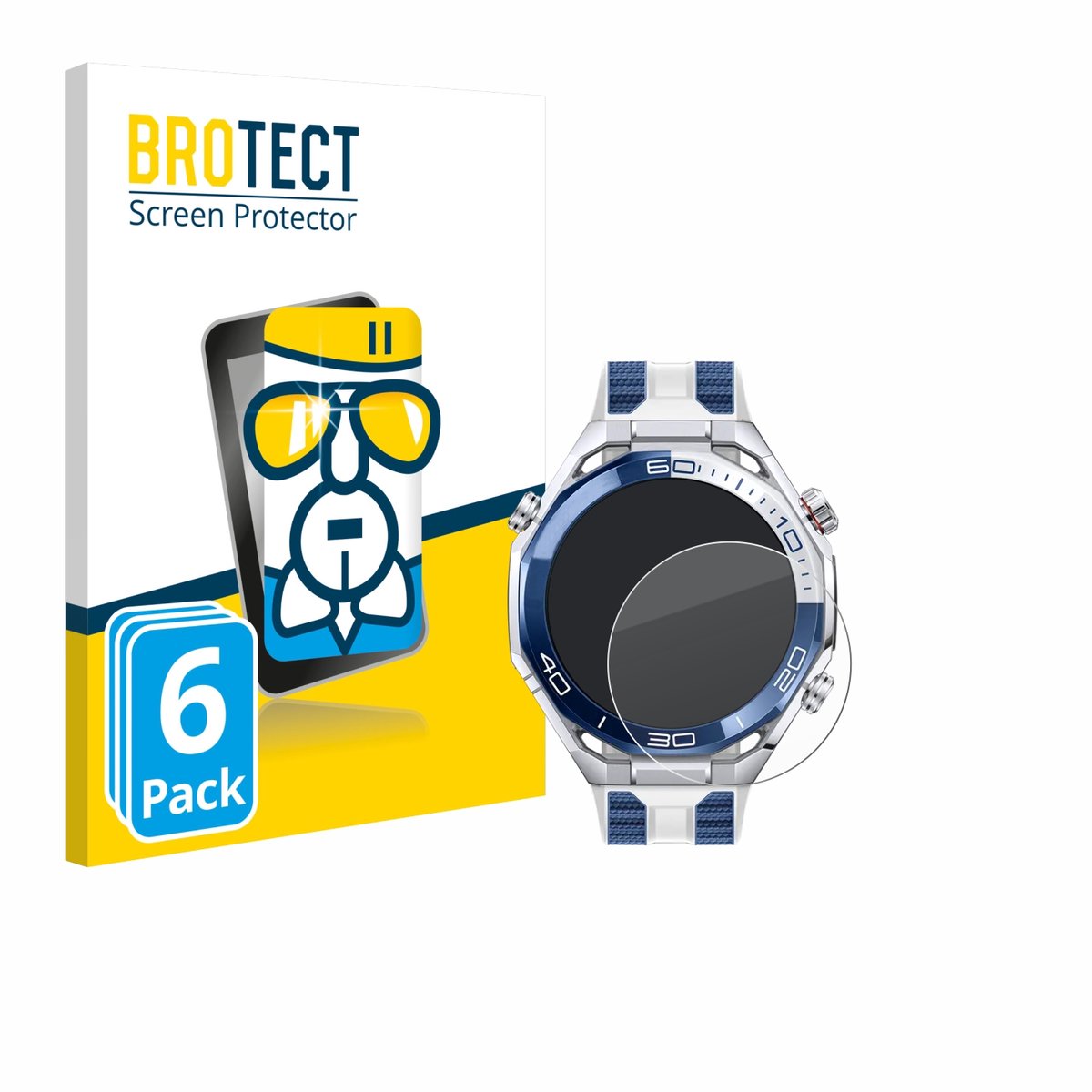 Screenprotector 6 Stuks voor Huawei Watch Ultimate 2 Blue Beschermglas transparant
