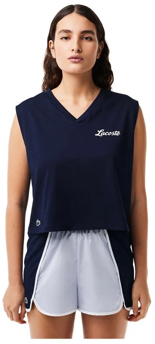 Lacoste Tf7105 Mouwloos T-shirt 40 Vrouw Marineblauw
