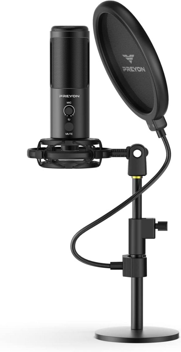 USB Condensator Microfoon met Anti-Schokbevestiging en Popfilter voor Gaming en Streaming