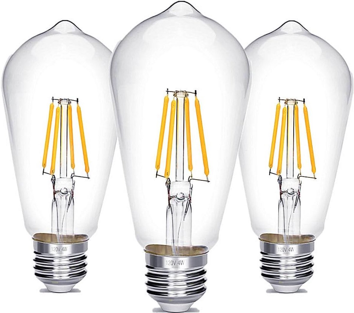 LED Edison Gloeilamp 450 Lumen - E26 - 4000K - Niet Dimbaar - Set van 3