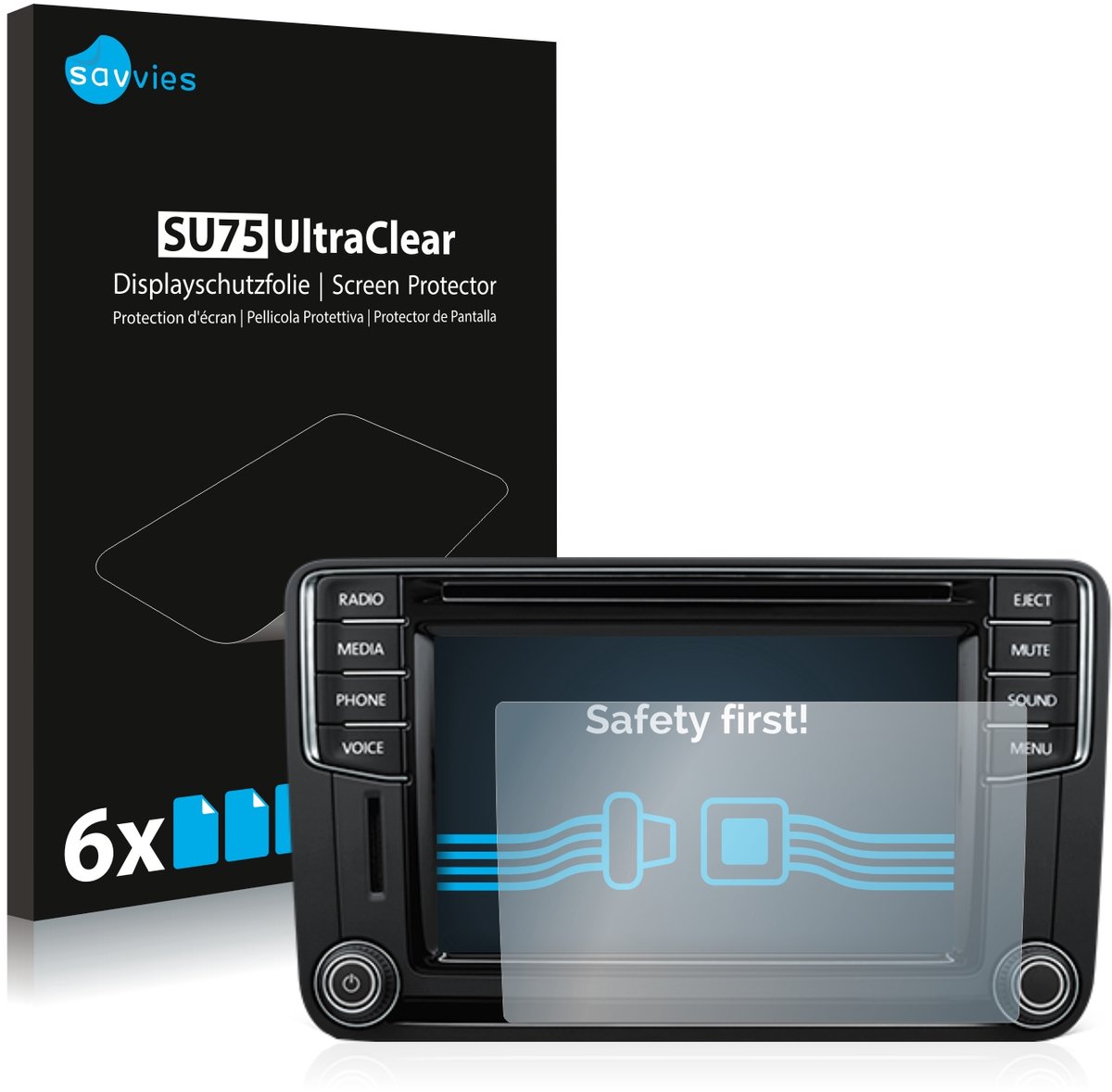 Savvies - Screenprotector voor Volkswagen T6 2015 Discover Media Plus 6.33" - Folie Beschermfolie transparant 6 Stuks