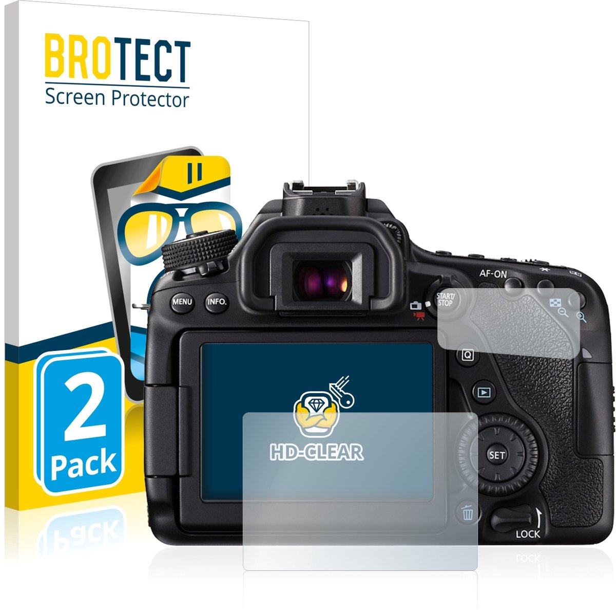 BROTECT - Screenprotector voor Canon EOS 80D - Folie Beschermfolie transparant 2 Stuks