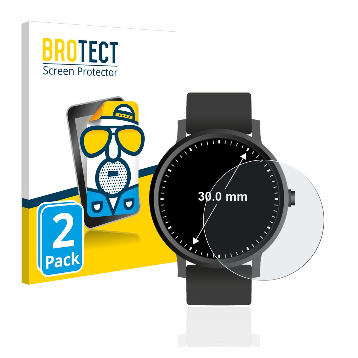 BROTECT - Screenprotector voor Horloges (Rond, ø: 30 mm) - Folie Beschermfolie matte 2 Stuks