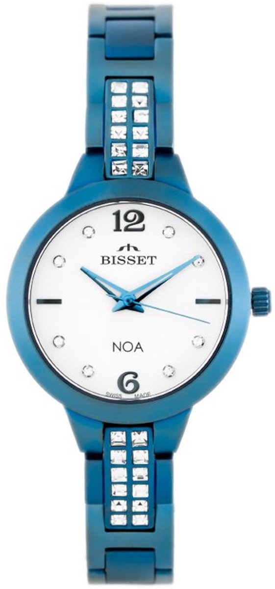 Bisset BSBE77 - Dameshorloge - RONDA Zwitsers uurwerk - Granaten Armband - PVD Coating