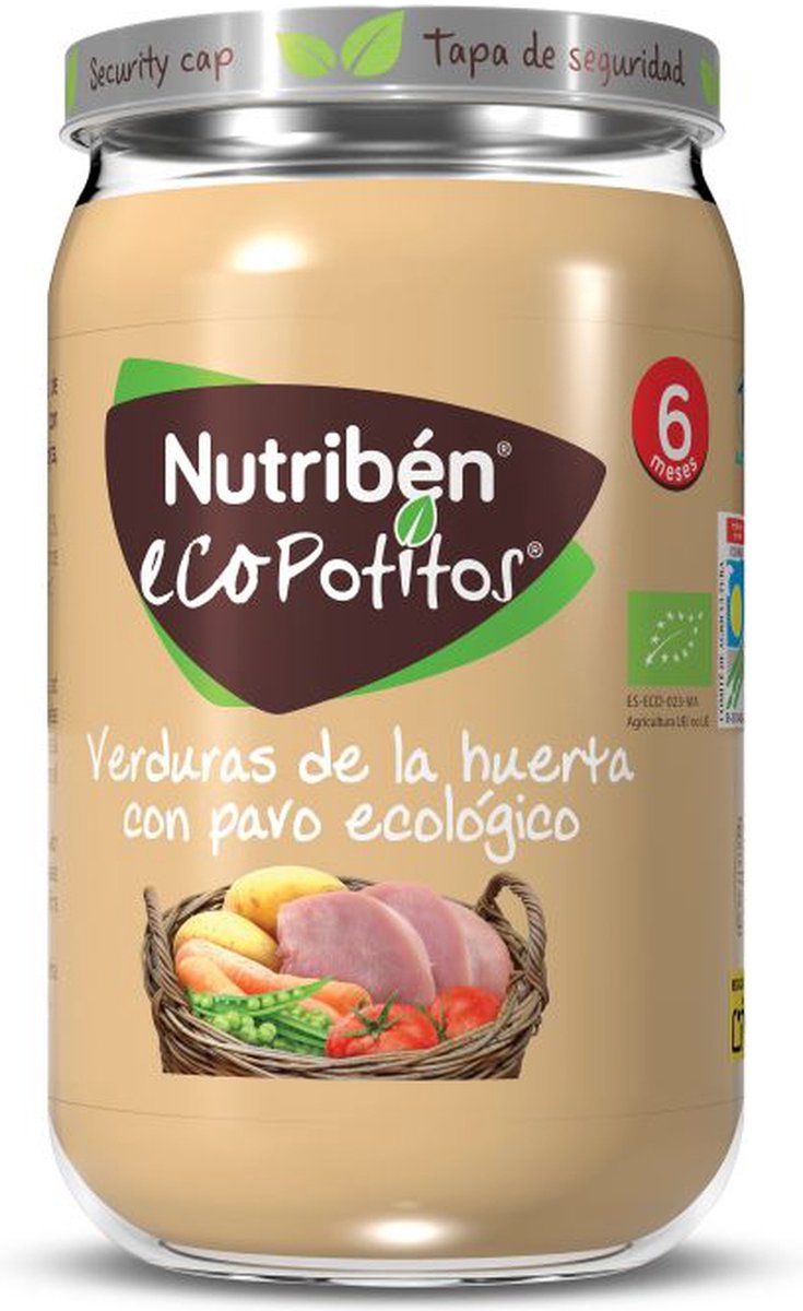 Pot met tuingroenten en Eco Turkije 235 g|Jar of garden vegetables and organic turkey 235 g|Pot de légumes du jardin et dinde écologique 235 g