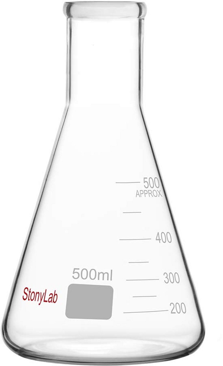 500ml Erlenmeyer Kolf Glas met Smalle Hals en Stevige Rand