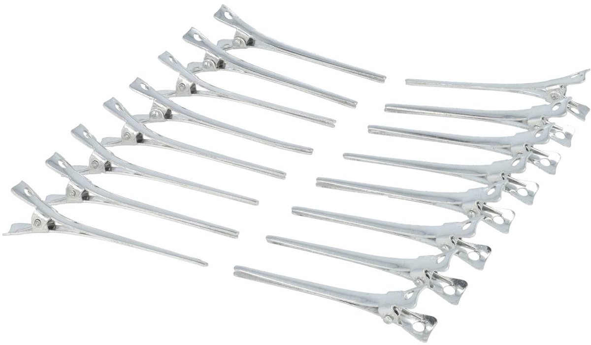 Haarsoires Styling Tool - Afdeelklemmen 5cm – Metalen Kappersklemmen – Zilver – Set van 16