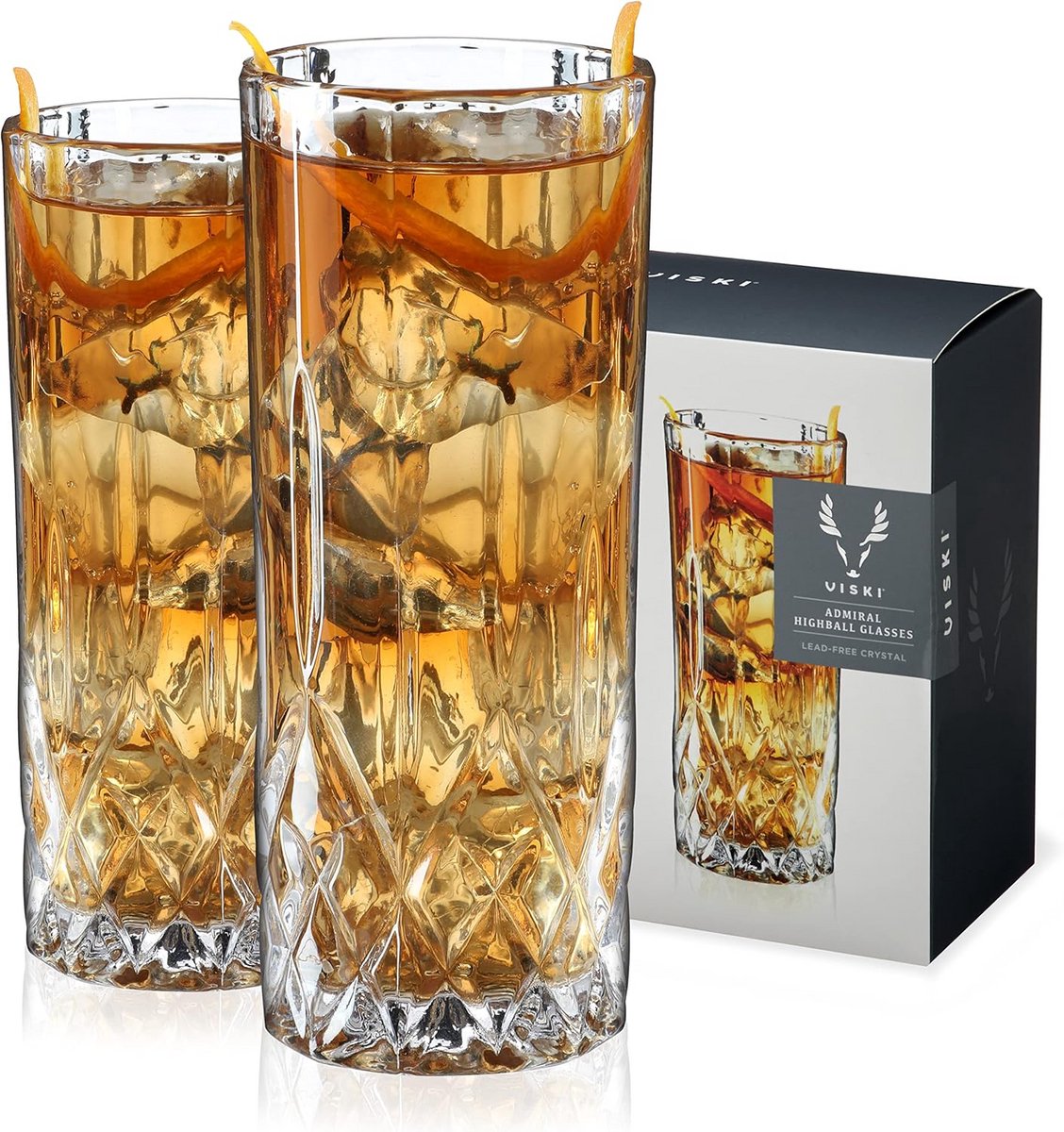 Set van 2 Premium Highball Glazen Loodvrij Kristal Tumblers 270 ml