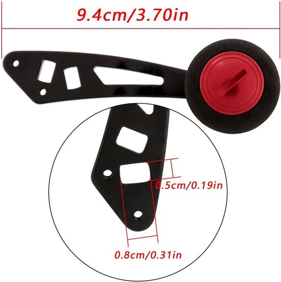 Allecto- Vismolen handvat knop - Power Handle met fittingen - Rood - Vervangende onderdelen voor laag profiel haspel - Draaiende vismolen - Geschikt voor merk - Handig accessoire — afbeelding 5
