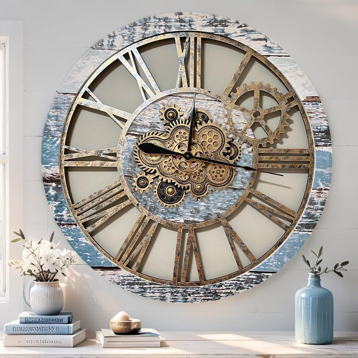 Grote Tandwiel Wandklok 91 cm Industrieel Rustiek Metaal