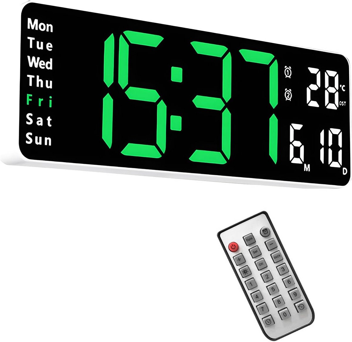 Grote Digitale LED Klok met Timer, Temperatuur en Afstandsbediening