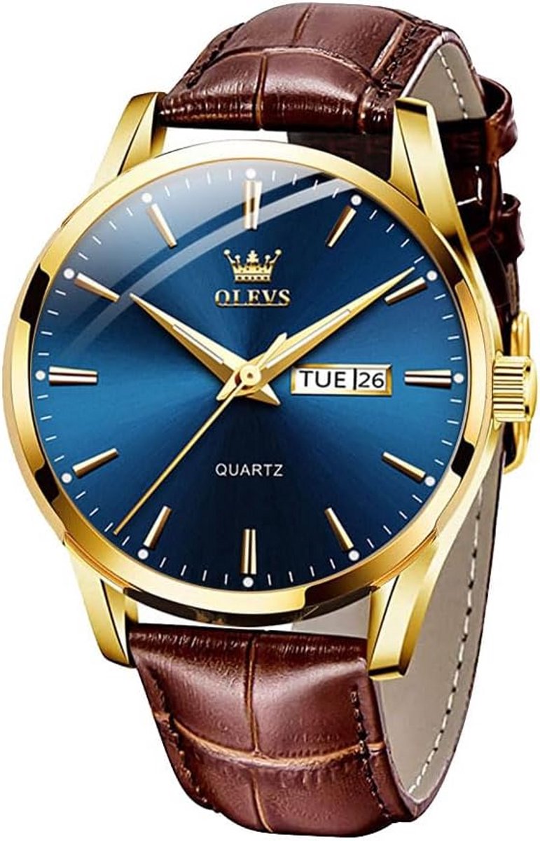 Waterdicht Herenhorloge met Leren Band - Quartz Polshorloge