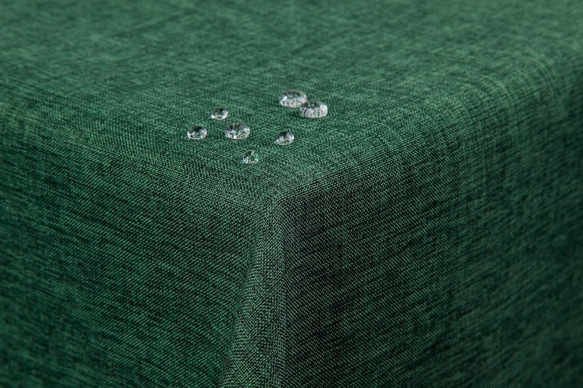 Ovalen Tafelkleed met Lotus Effect, Linnenlook en Rechte Zoomrand, Zandkleurig