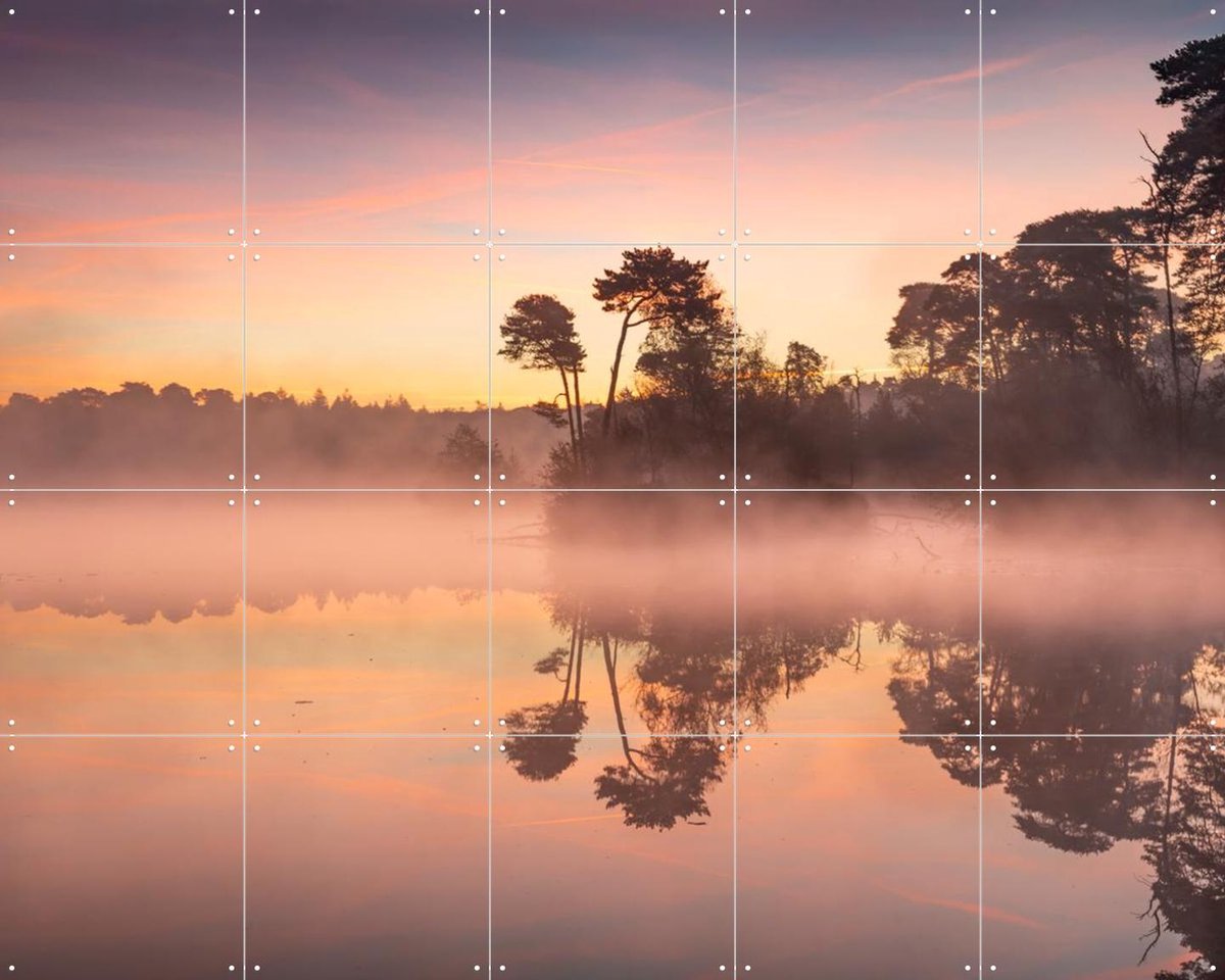 IXXI Foggy Morning in Oisterwijk, Claire Droppert - 100 x 80 cm - Gratis ophangtool - Grote wanddecoratie en posters - Fotografie, Woonkamer, Natuur
