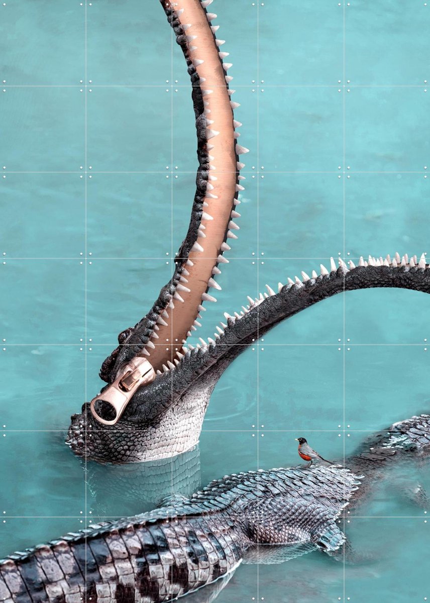 IXXI Zip Your Lip, Julien Tabet - 100 x 140 cm - Gratis ophangtool - Grote wanddecoratie en posters - Fotografie, Wilde dieren