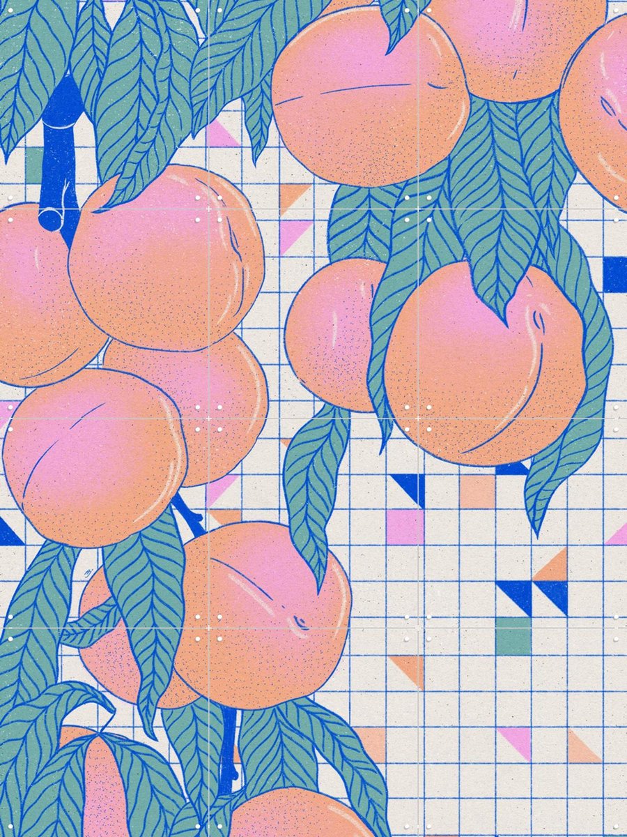 IXXI Peaches, Ada Jarzebowska & Various - 60 x 80 cm - Gratis ophangtool - Grote wanddecoratie en posters - Kleurrijk, Illustraties, Speels, Grafisch