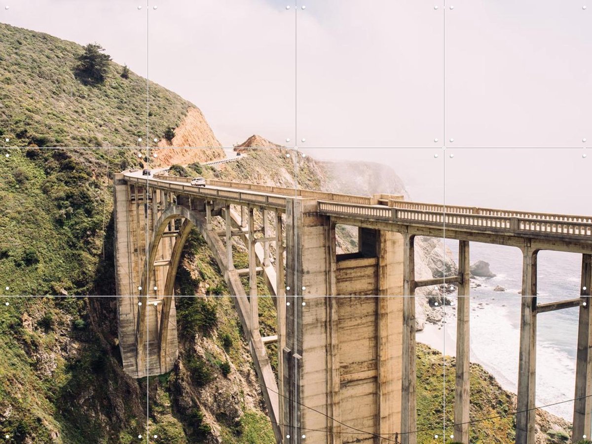 IXXI Bixby Creek Bridge, Pati Photography - 80 x 60 cm - Gratis ophangtool - Grote wanddecoratie en posters - Fotografie, Mancave, Architectuur
