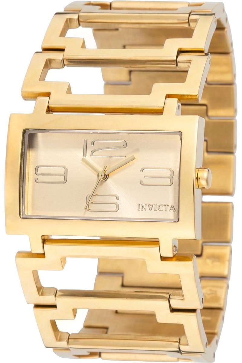 Invicta Angel 50168 Dames Horloge - Waterdicht - Analoog - Quartz Uurwerk - Roestvrij Staal met gouden Wijzerplaat - 36mm
