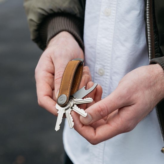 Porte-clés en cuir Orbitkey 2.0 Crazy Horse Chestnut Brown