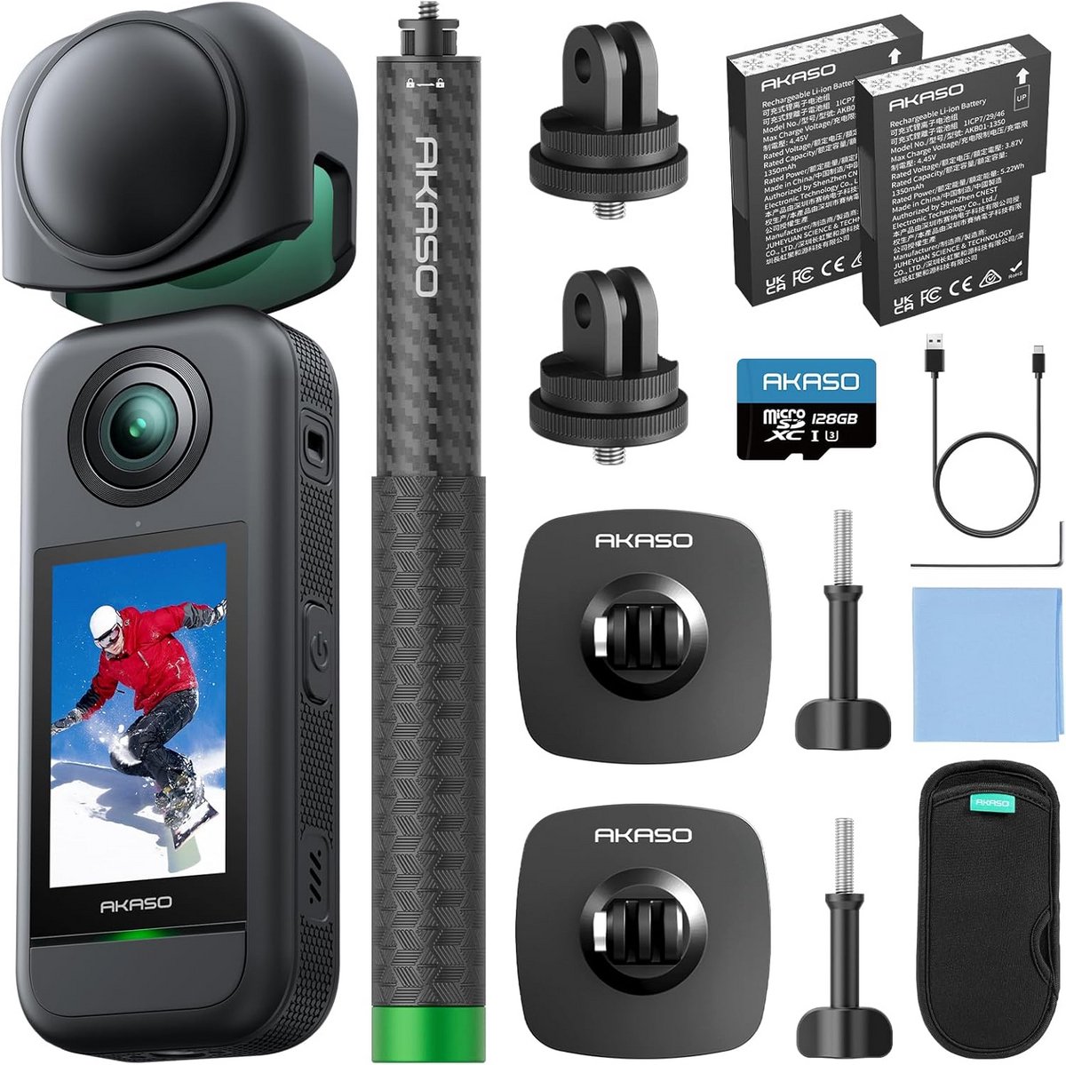 Actioncamera Set met Montageonderdelen en MicroSD Kaart