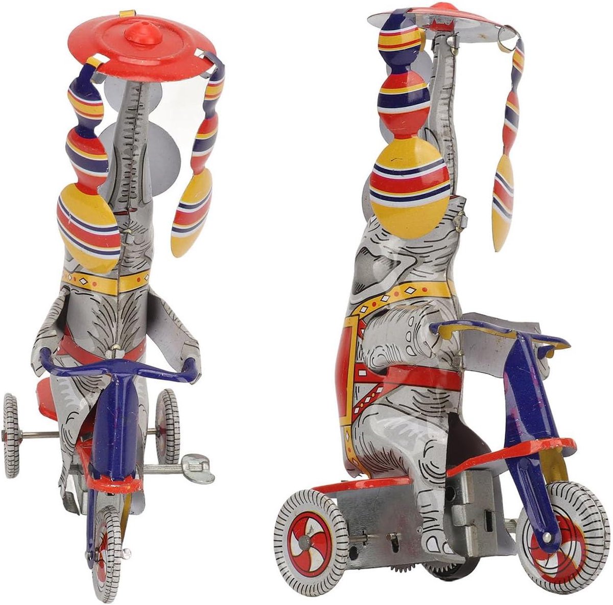 Allecto - Opwindbare - Nostalgie - Olifant op Driewieler - Blikken Speelgoed - Collectie - Opwindspeelgoed - Geschikt voor Kinderen - Nieuwigheid en Propspeelgoed - Thuiscollectie
