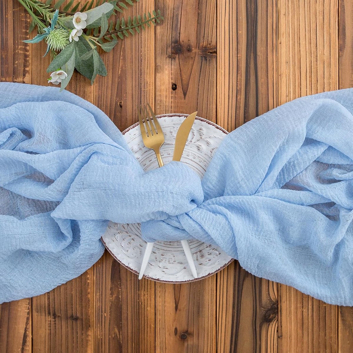 Mousseline Tafelloper Lichtblauw Kaasdoek voor Bruiloft en Feestdecoratie