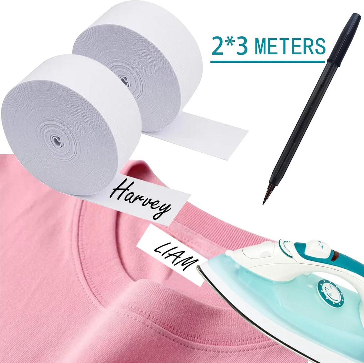 Strijkbare Naamstickers voor Kleding - Waterdicht en Wasmachinebestendig Kledinglabels