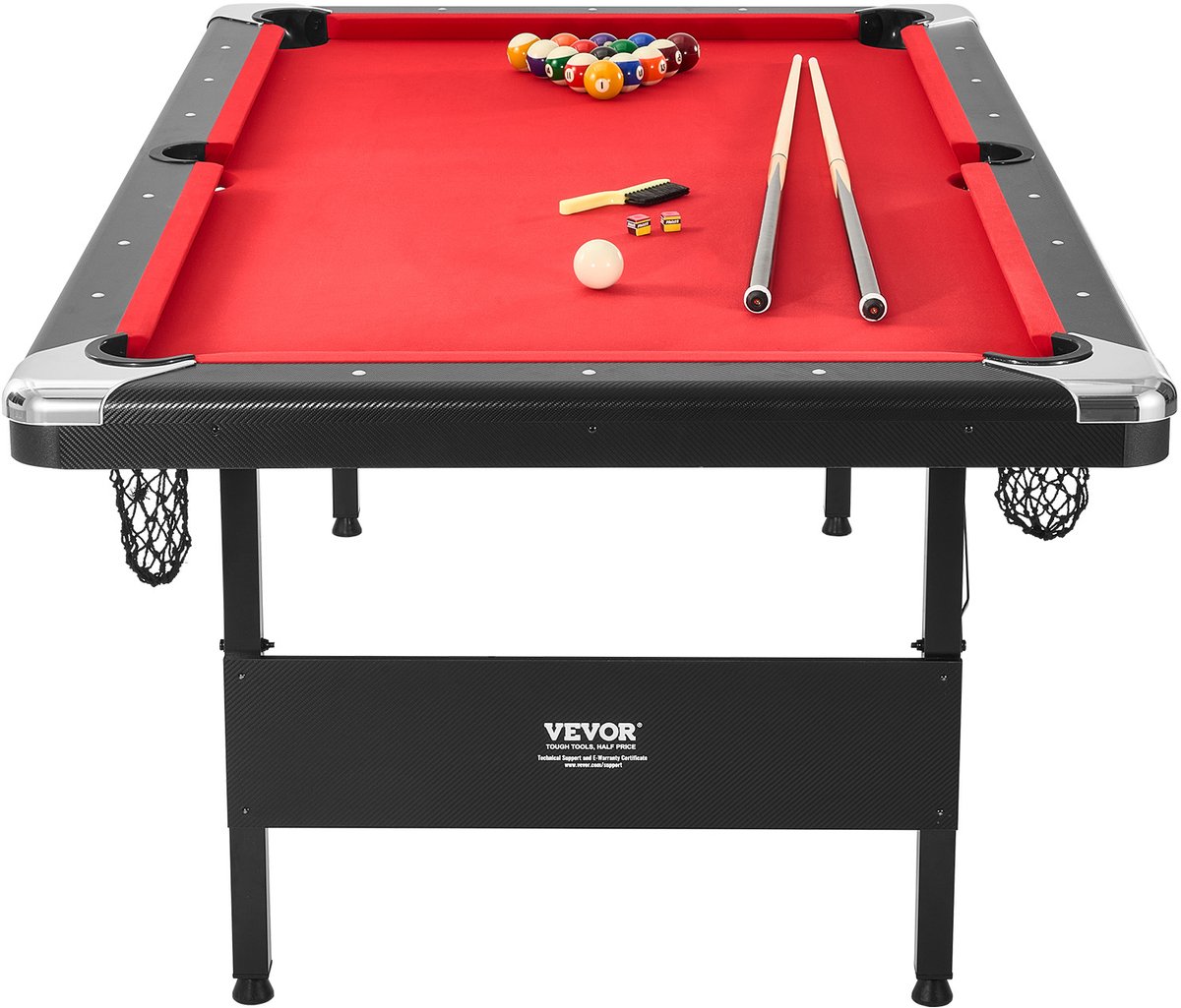 VEVOR Pooltafel, 7ft Pooltafel, Opvouwbare Ruimtebesparende Tafel, Pooltafelset Inclusief Ballen, Keuen, Krijt, Zwart, Perfect voor Familiespeelkamer voor Kinderen en Volwassenen