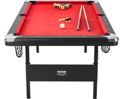 VEVOR Pooltafel, 7ft Pooltafel, Opvouwbare Ruimtebesparende Tafel, Pooltafelset Inclusief Ballen, Keuen, Krijt, Zwart, Perfect voor Familiespeelkamer voor Kinderen en Volwassenen