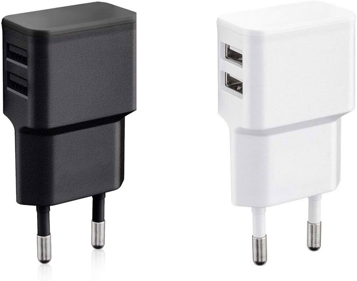 Set van 2 Universele USB Opladers 12W 2-Poorts met ID Chip