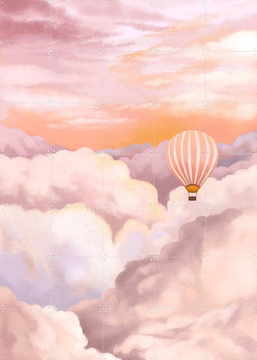 IXXI In the Clouds, Goed Blauw - 100 x 140 cm - Gratis ophangtool - Grote wanddecoratie en posters - Aquarel, Illustraties, Woonkamer, Lucht, Wolken