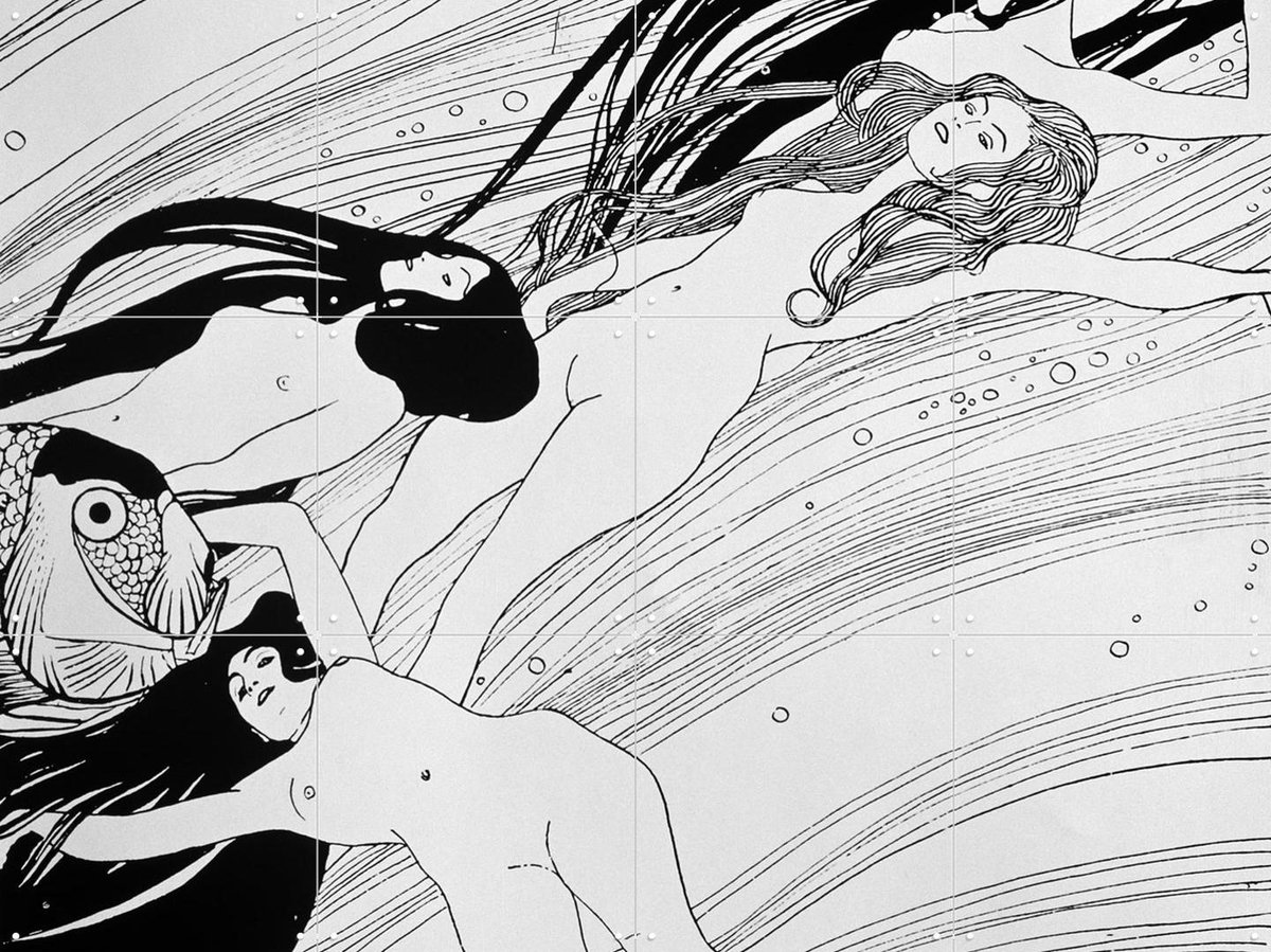 IXXI The Blood of Fish, Gustav Klimt & Bridgeman Images - 80 x 60 cm - Gratis ophangtool - Grote wanddecoratie en posters - Klassiek, Line art,