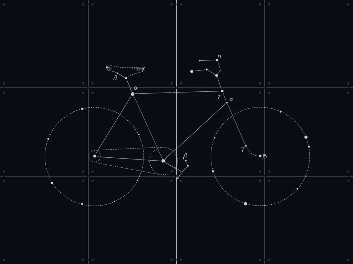 IXXI Bike Star Print, Florent Bodart - 80 x 60 cm - Gratis ophangtool - Grote wanddecoratie en posters - Grafisch Ontwerp, Line art,