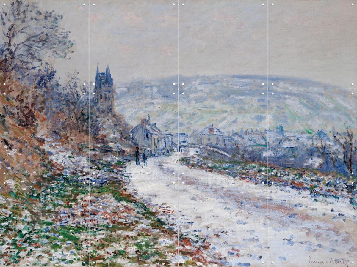 IXXI Entrance to the Village of Vétheuil in Winter, Claude Monet & Museum of Fine Arts Boston - 80 x 60 cm - Gratis ophangtool - Grote wanddecoratie