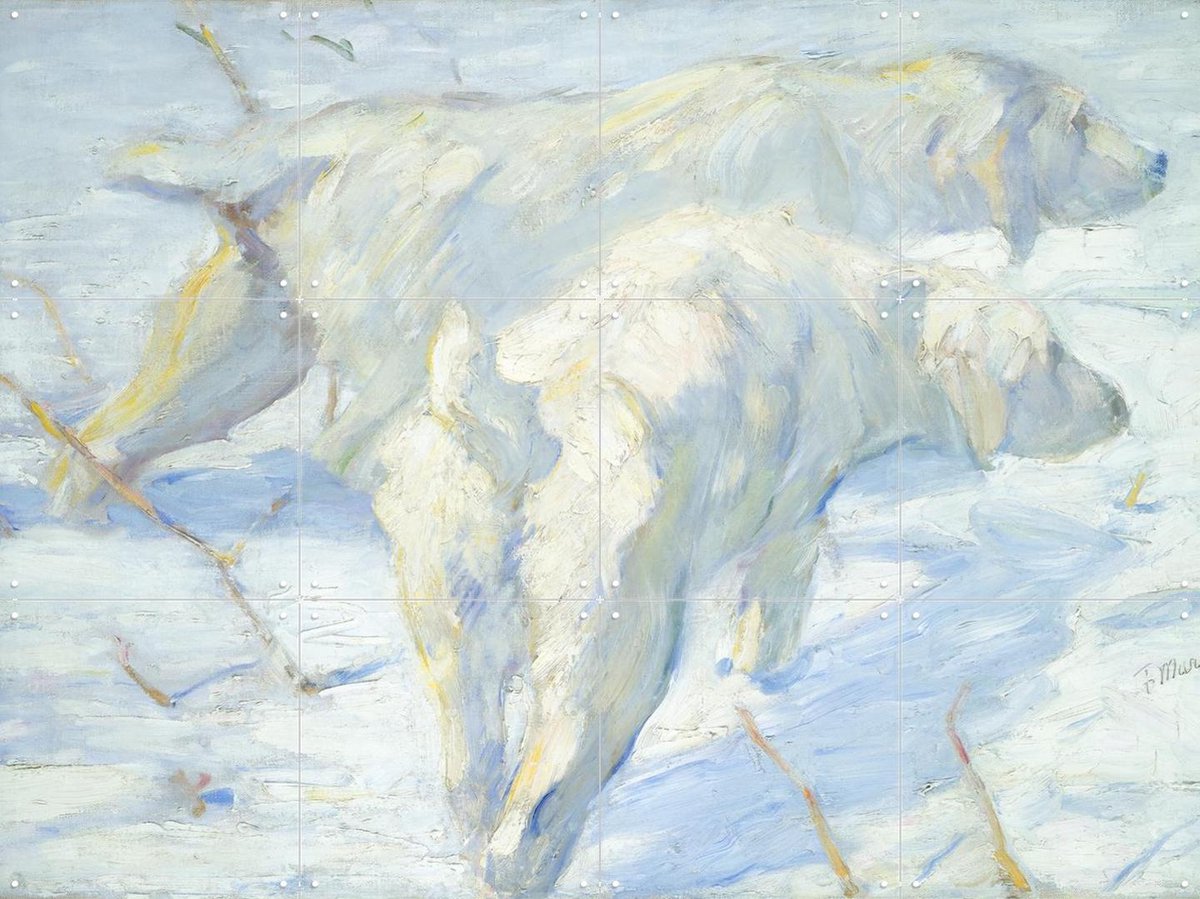 IXXI Siberian Dogs in the Snow 1909, Franz Marc & Bridgeman Images - 80 x 60 cm - Gratis ophangtool - Grote wanddecoratie en posters - Klassiek