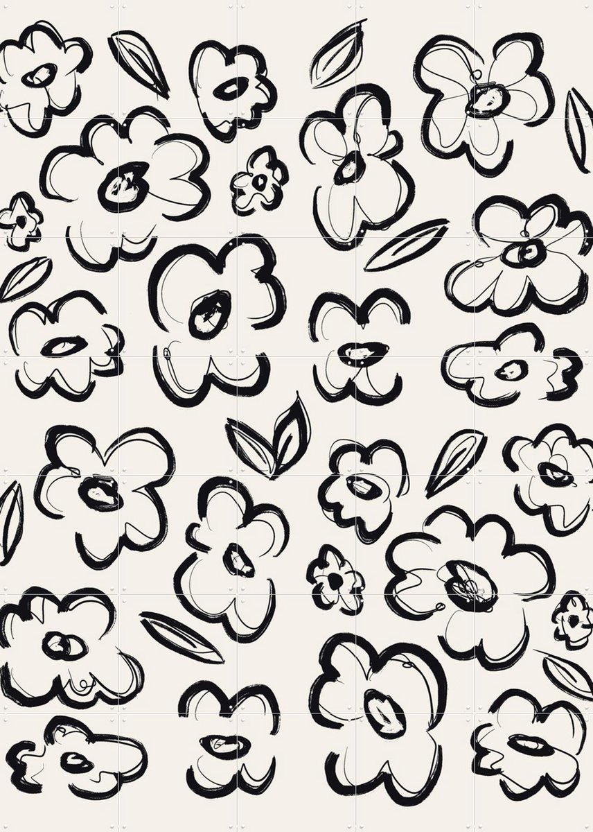 IXXI Flower Sketch, Bohomadic Studio - 100 x 140 cm - Gratis ophangtool - Grote wanddecoratie en posters - Illustraties, Bloemen, Botanisch