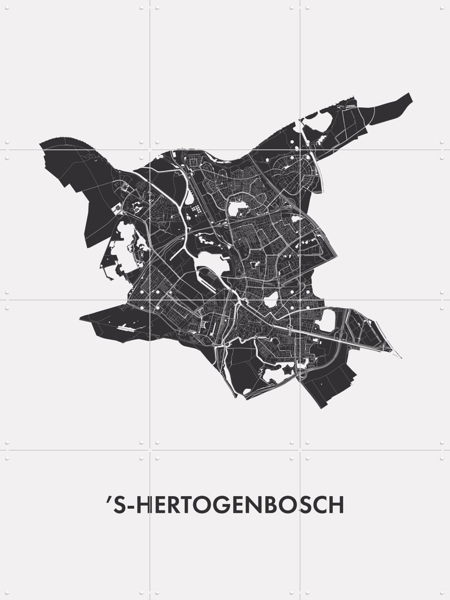 IXXI 's-Hertogenbosch City Map, Kunst in Kaart - 60 x 80 cm - Gratis ophangtool - Grote wanddecoratie en posters - Minimalisme, Grafisch Ontwerp, Line