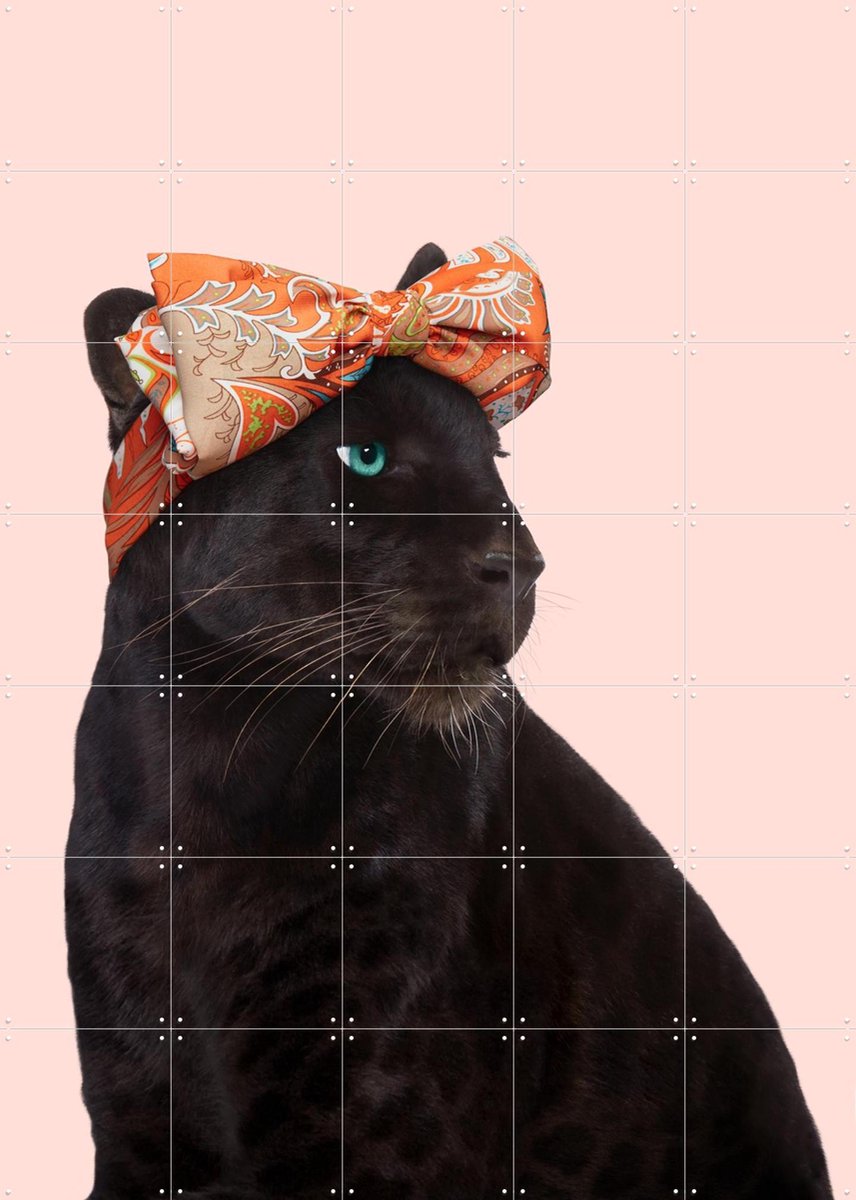 IXXI Fashion Panther, Paul Fuentes - 100 x 140 cm - Gratis ophangtool - Grote wanddecoratie en posters - Kleurrijk, Fotografie, Kinderkamer, Wilde