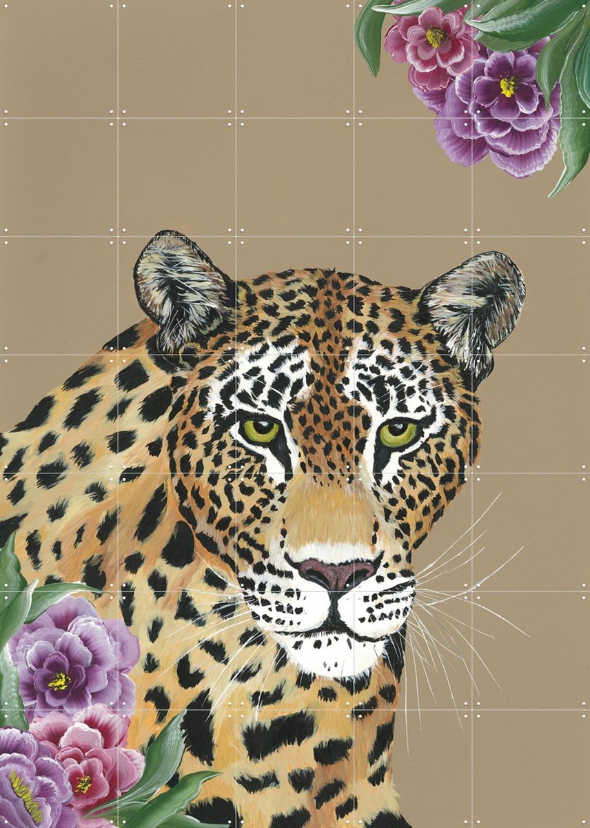 IXXI Wild Bloom, Lens en penseel door Myrte - 100 x 140 cm - Gratis ophangtool - Grote wanddecoratie en posters - Illustraties, Realisme, Woonkamer