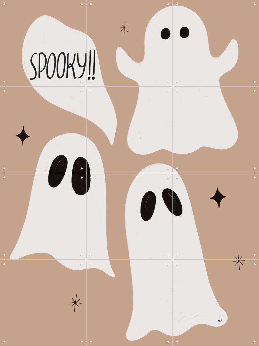 IXXI Spooky Ghosts, Menina Lisboa & Various - 60 x 80 cm - Gratis ophangtool - Grote wanddecoratie en posters Babykamer, Kinderkamer, Baby, Kinderen