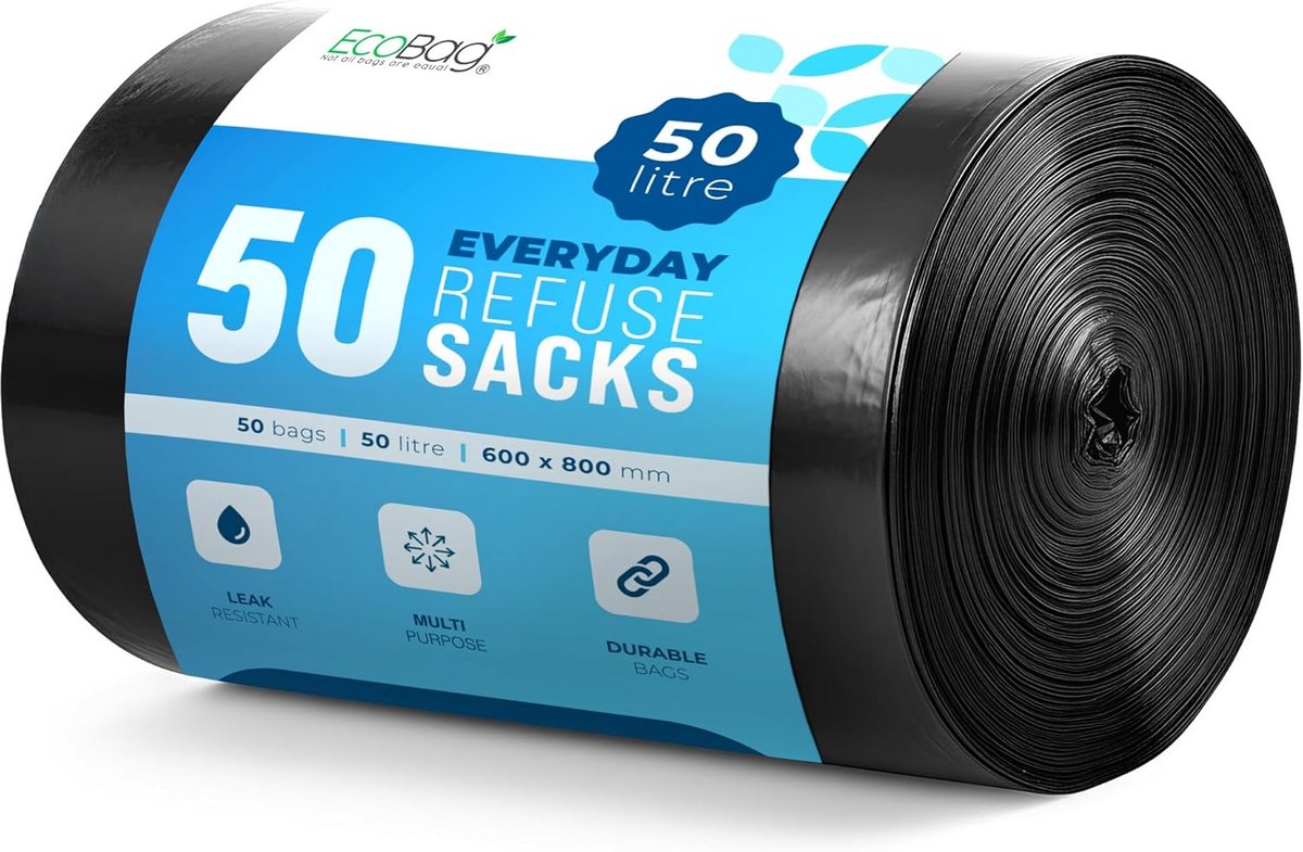50 Extra Sterke Vuilniszakken - Lekbestendig en Recyclebaar