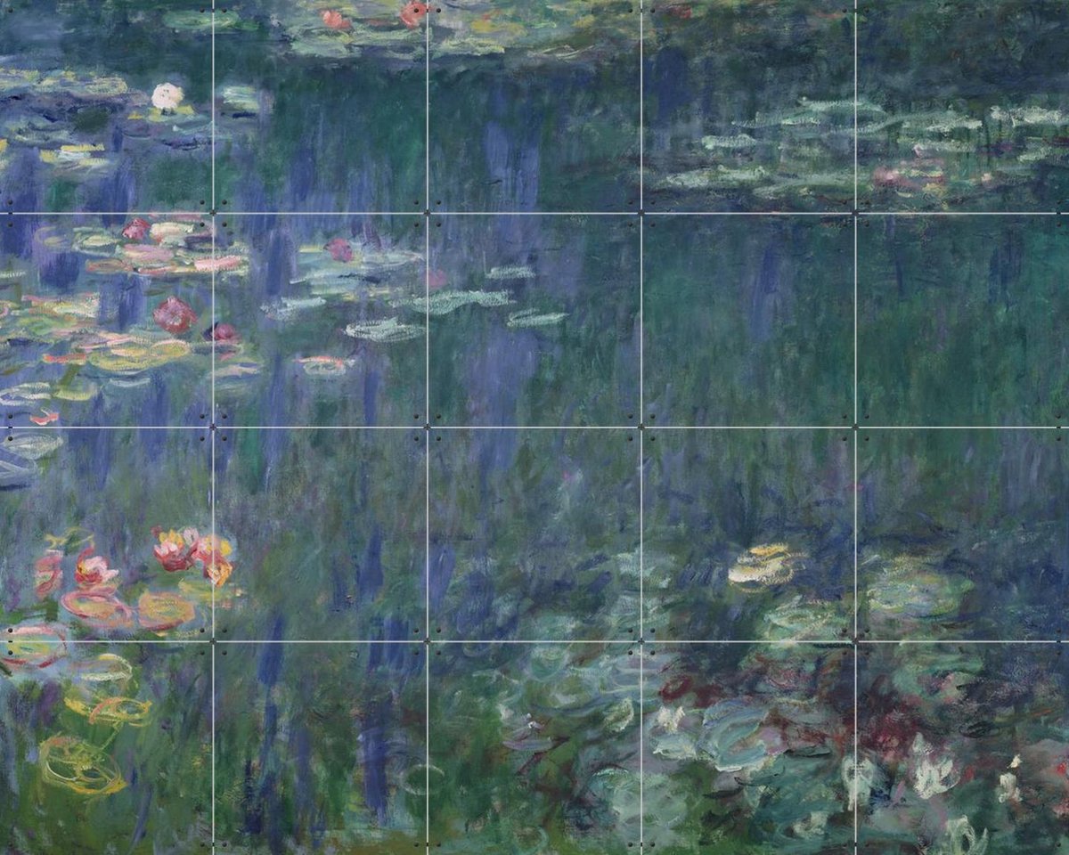IXXI Waterlilies Green Reflections, Claude Monet & Bridgeman Images - 100 x 80 cm - Gratis ophangtool - Grote wanddecoratie en posters - Olieverf