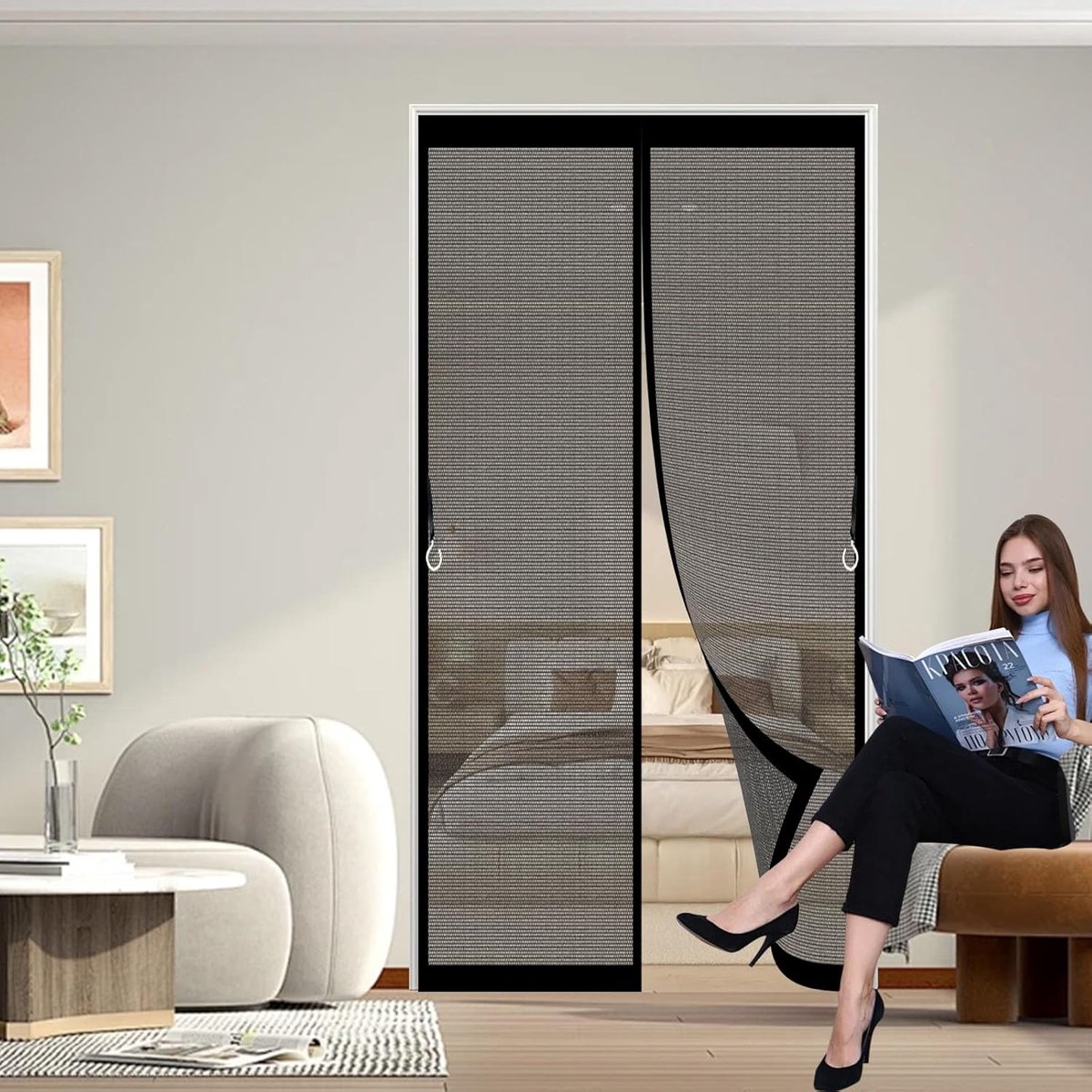 Magnetisch Raamhor - Vliegenhor Raam - Insecten Buiten Houden - Zonder Boren Installeren - 89 x 178 cm - Zwart