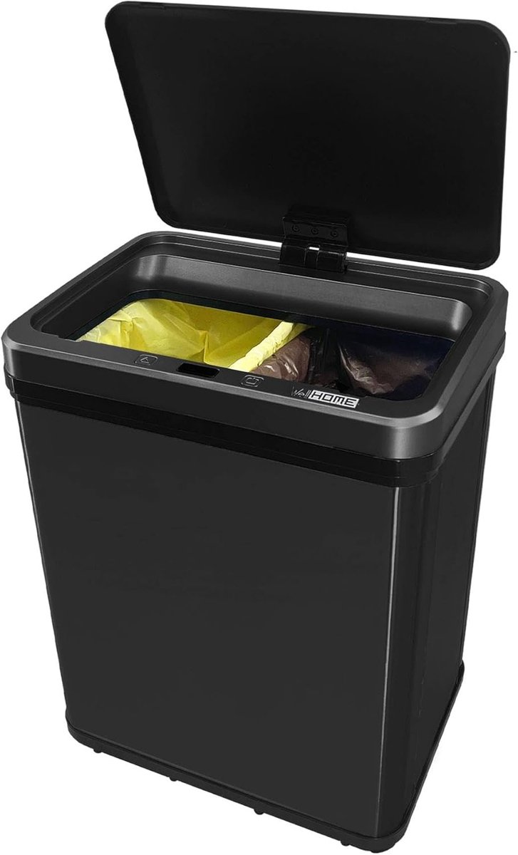 Ronde Rvs Sensor Prullenbak 30L met Automatisch Openen en Dubbele Compartiment
