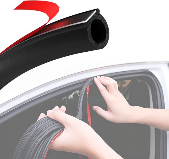 Zelfklevende rubber afdichtstrip D-profiel 15x15mm, universeel voor autodeuren, wind-, stof- en waterdicht, 4m