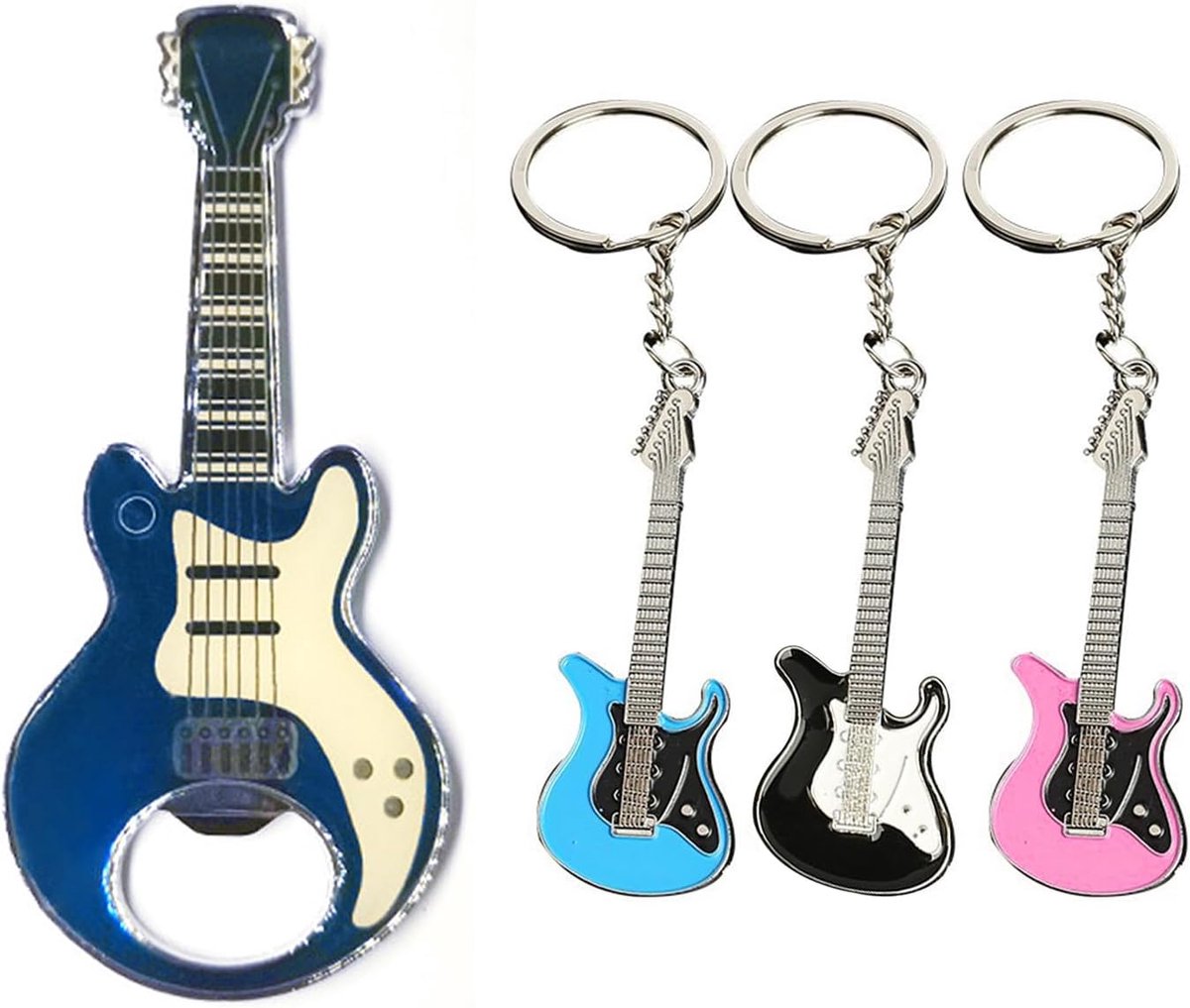 Magnetische Flesopener Gitaar Vorm met Sleutelhanger - Bieropener voor Koelkast